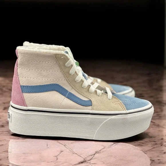 VANS Sk8-Hi Tapered Pig Suede/Sherpa Heiq PFC-FREE WATER REPELLENT Women Size 5 - Picture 6 of 10